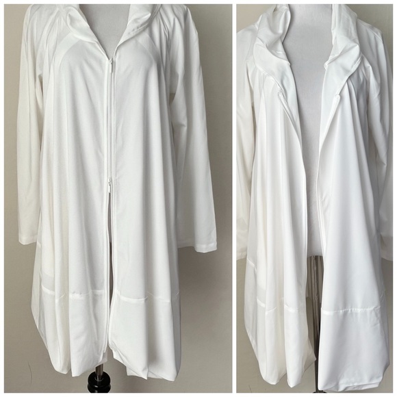 Samuel Dong white semi-sheer double zipper bubble hem jacket size xs - Picture 3 of 8